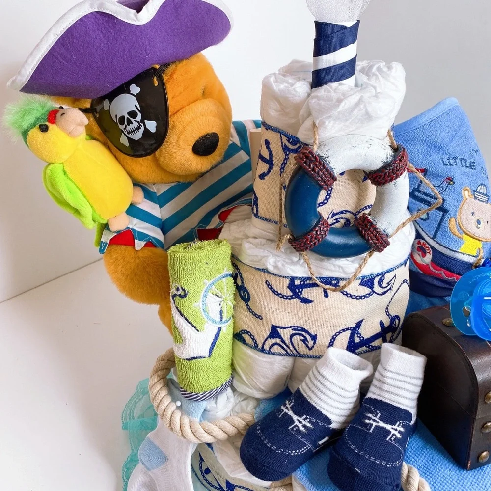 Pirate Ship Diaper Cake, Nautical Themed